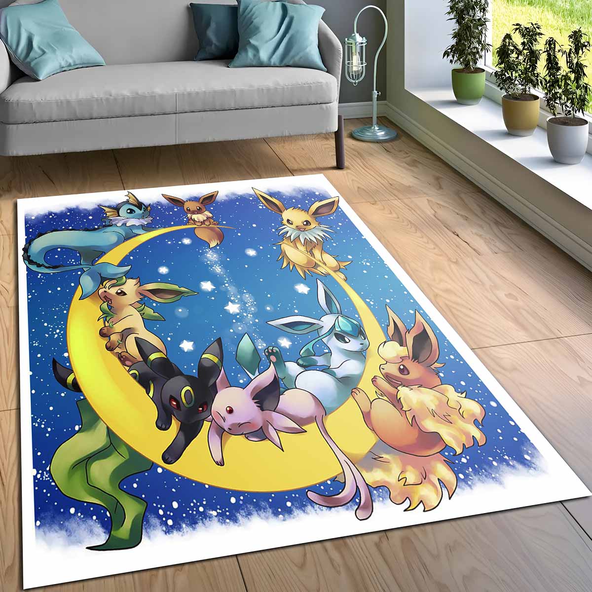 Pokmon Auf Dem Mond All Eevee Evolutions Pokemon On Moon Teppich 3