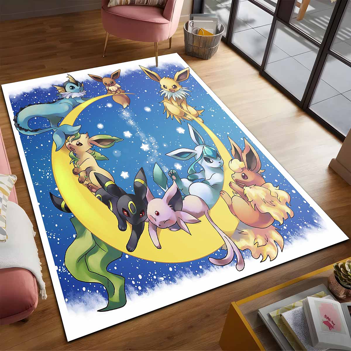 Pokmon Auf Dem Mond All Eevee Evolutions Pokemon On Moon Teppich 2