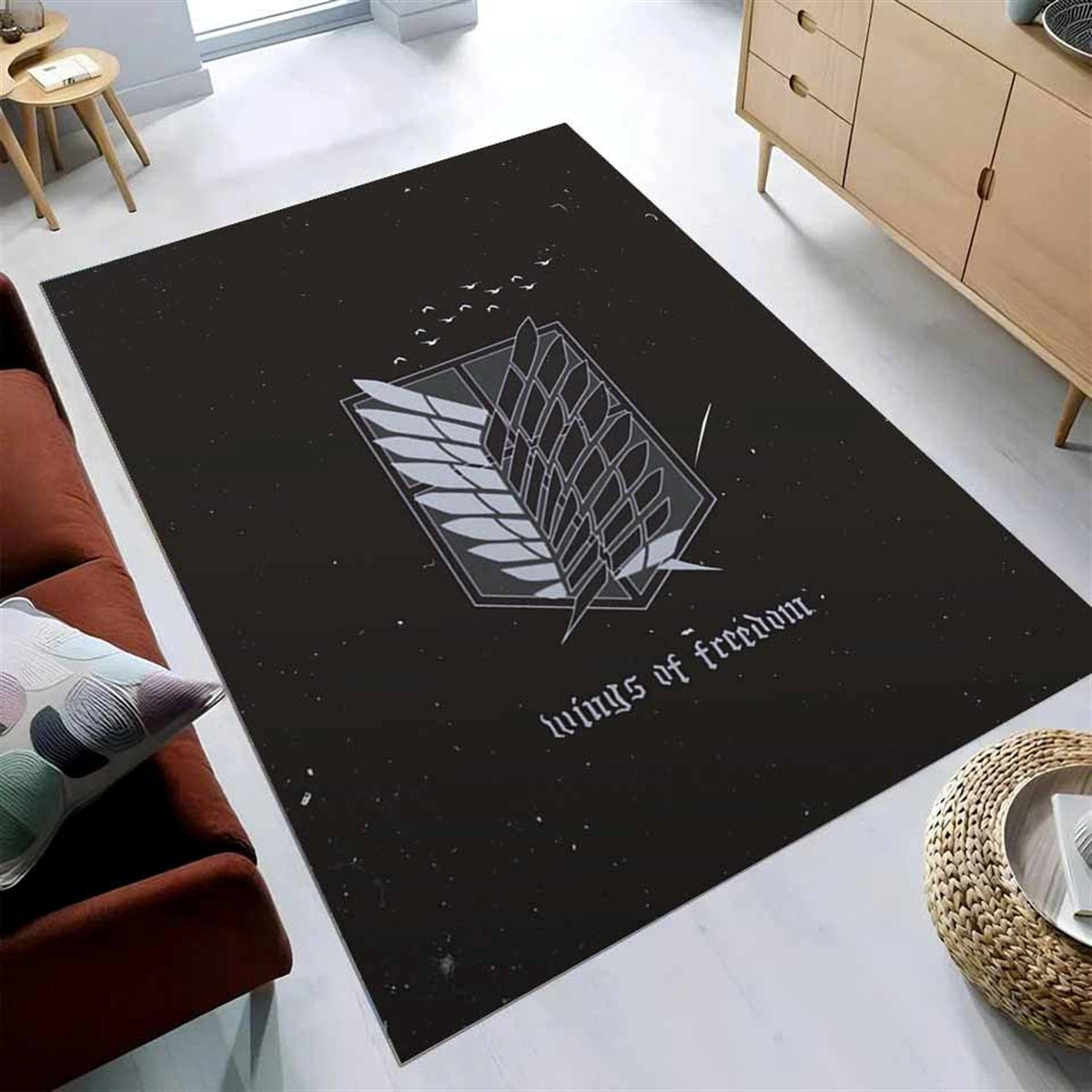 Attack On Titan Anime - Wings Of Freedom Black And White Galaxy Teppich