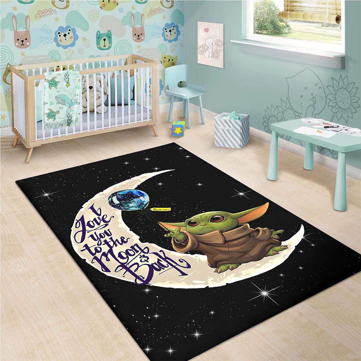 Baby Yoda Ich Liebe Dich Bis Zum Mond Und Zurck Teppich 3