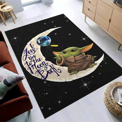Baby Yoda Ich Liebe Dich Bis Zum Mond Und Zurck Teppich