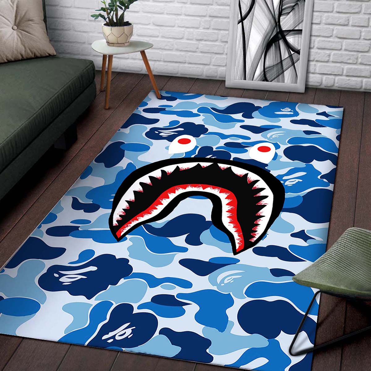 Blue Shark Bape Camo Teppich 2