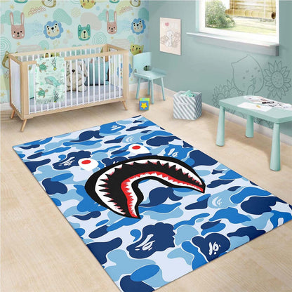 Blue Shark Bape Camo Teppich