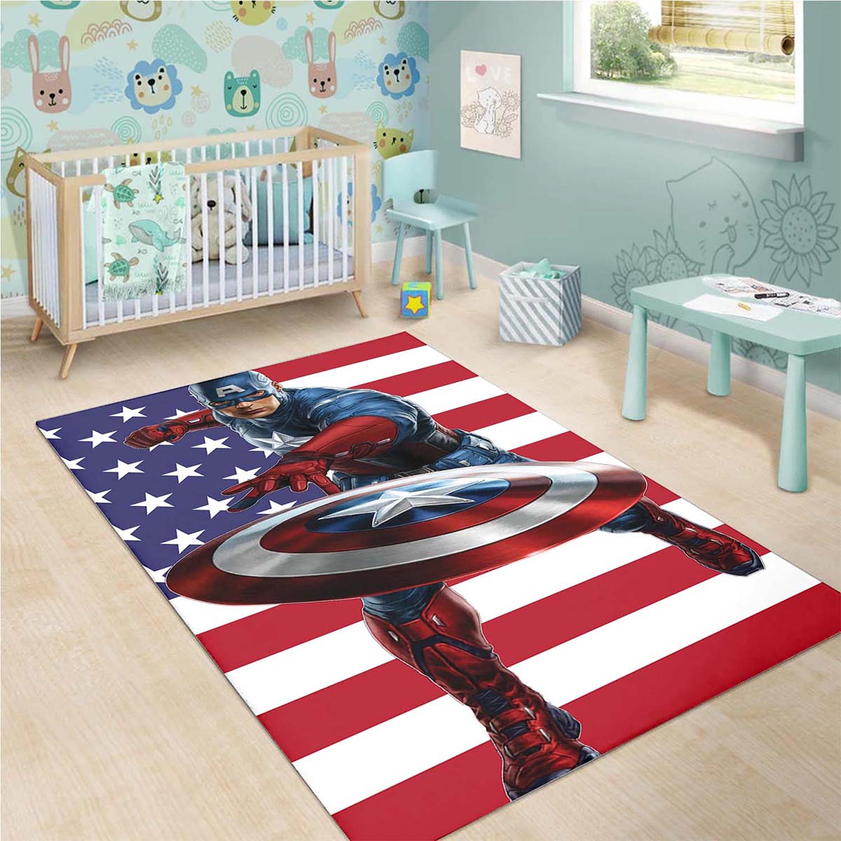 Captain America Usa Flag Teppich 3