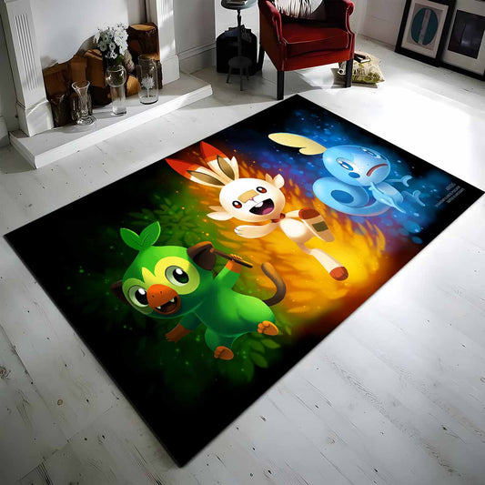 Chimpep Hopplo Memmeon Pokmon Scorbunny Grookey Sobble Pokemon 3 Teppich