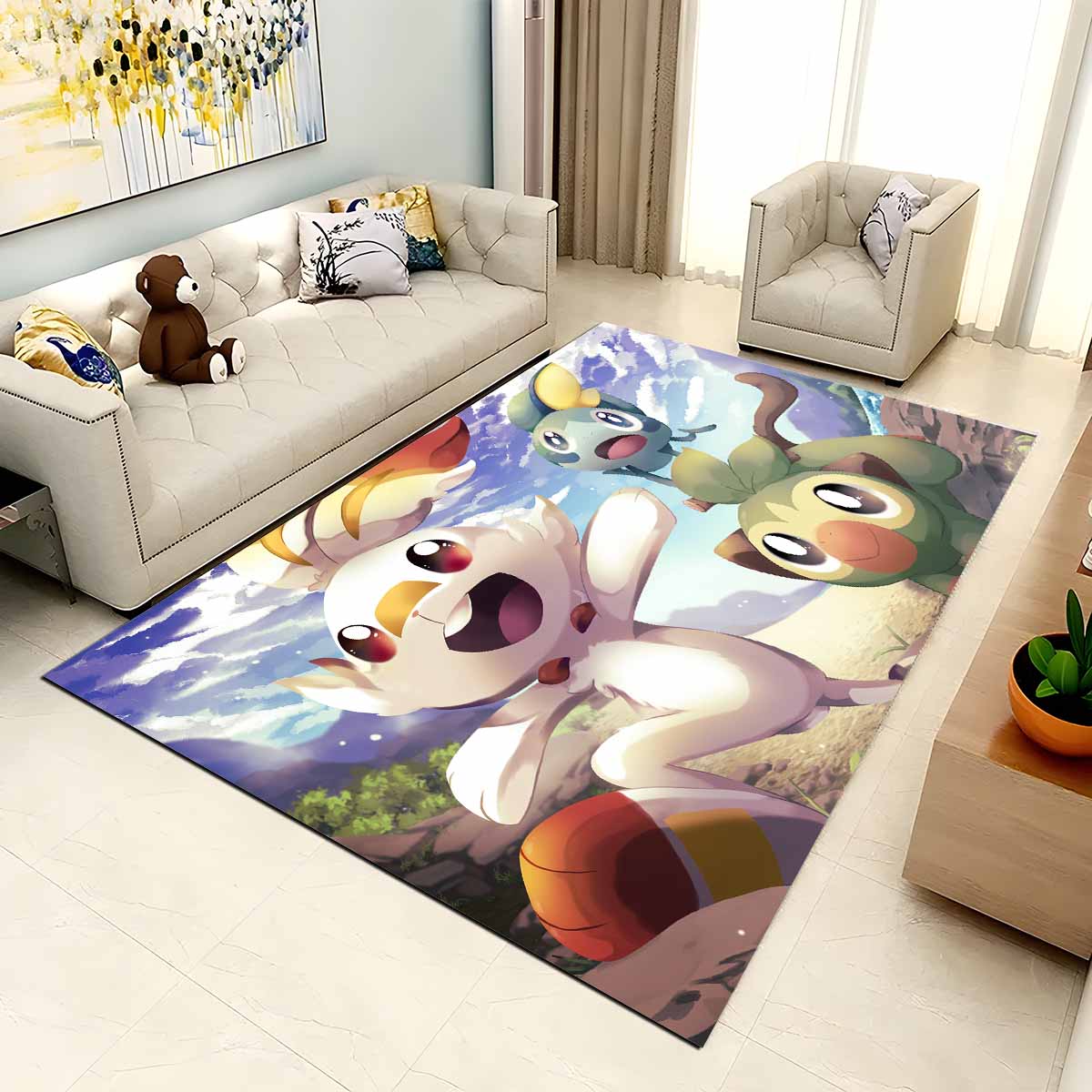Chimpep Hopplo Memmeon Pokmon Scorbunny Grookey Sobble Pokemon Teppich 2