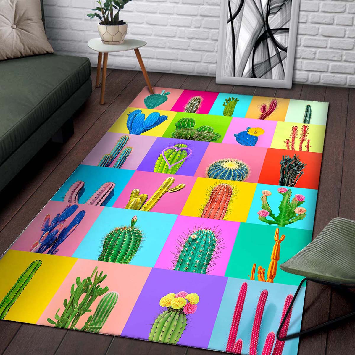 Colorful Cactus Rectangle Teppich 2