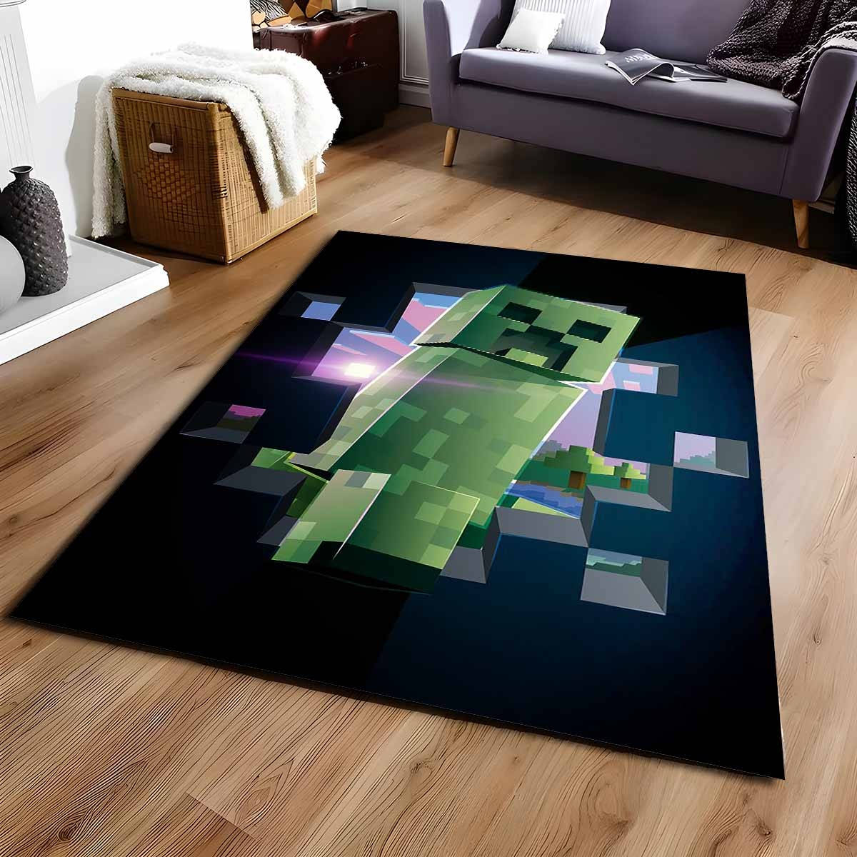 Creeper Im Minecraft-spiel Teppich