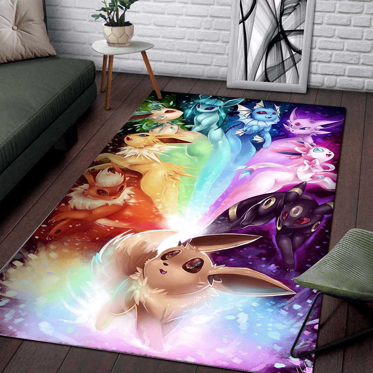 Cute Monster Pokemon Anime Rainbow Light Christmas Teppich 2