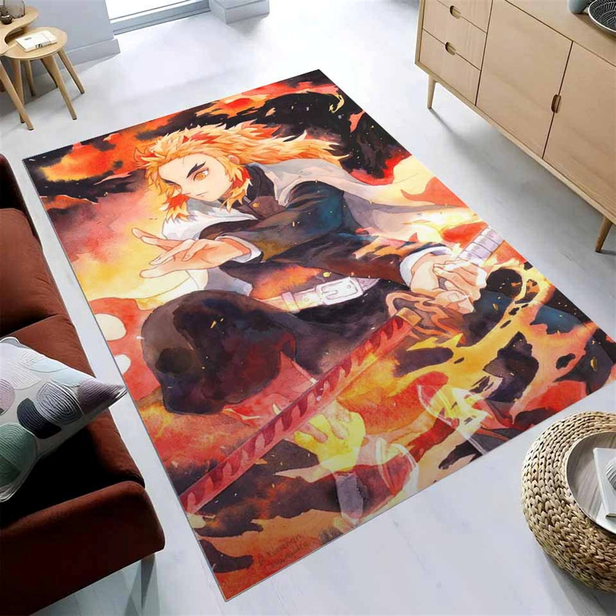 Demon Slayer Rengoku Fire 2 Teppich