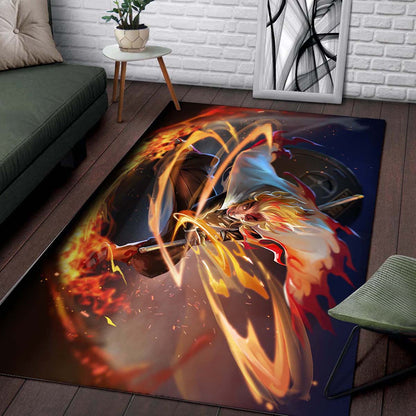 Demon Slayer Rengoku Fire Breathing 2 1 Teppich 2