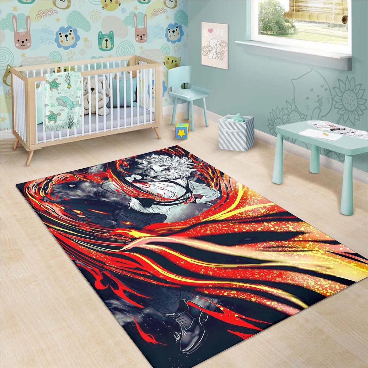 Demon Slayer Rengoku Fire Breathing 2 1 Teppich 3