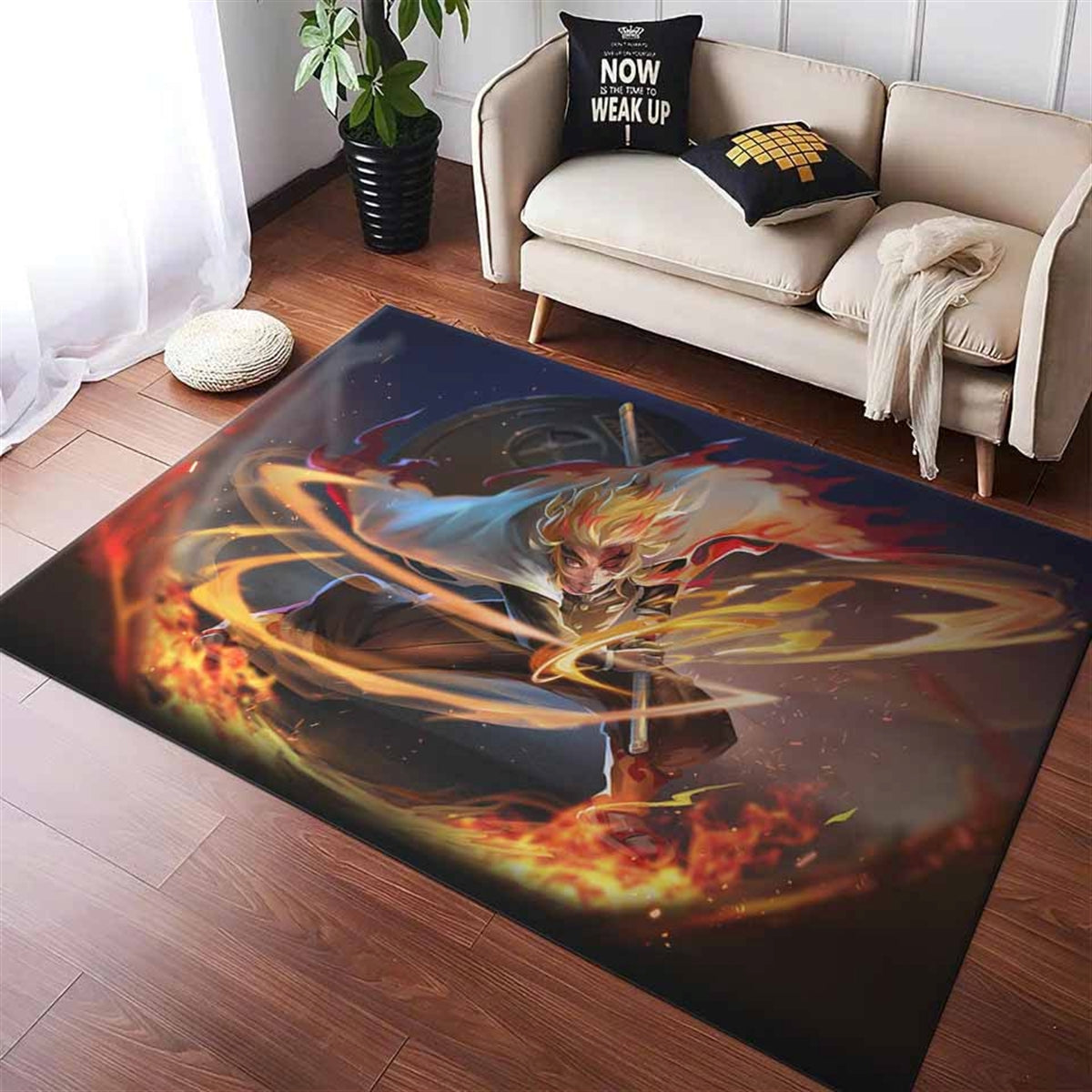 Demon Slayer Rengoku Fire Breathing 2 1 Teppich