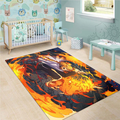 Demon Slayer Rengoku Fire Breathing 3 Teppich 3