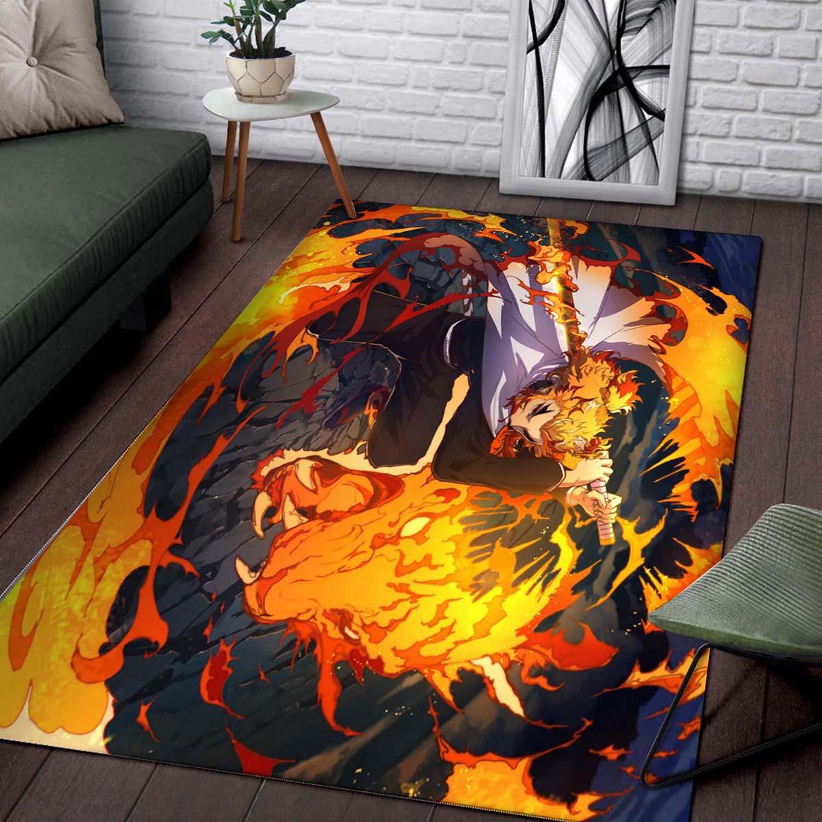 Demon Slayer Rengoku Fire Breathing 3 Teppich 2