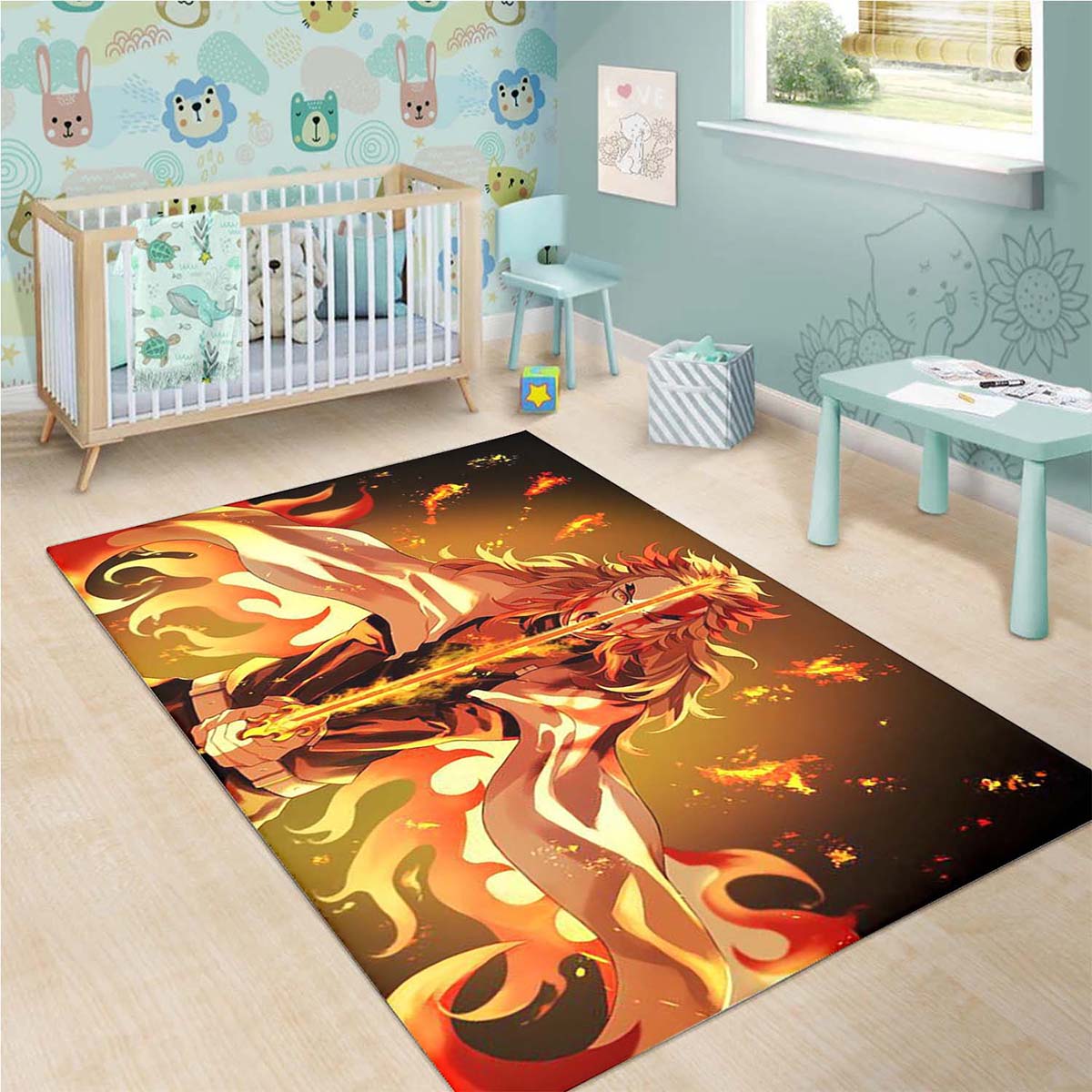 Demon Slayer Rengoku Fire Breathing Teppich 3