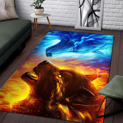 Fire And Ice Wolf Teppich 2
