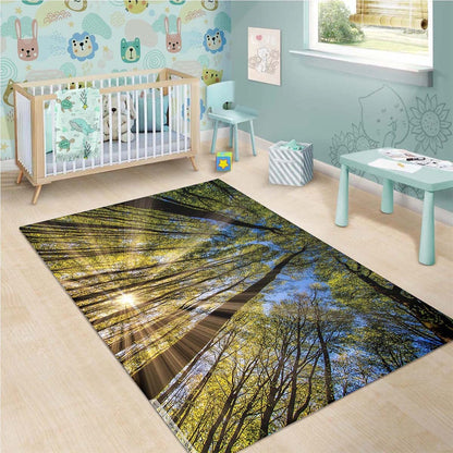 Forest_trees_spring_sunbeams Teppich