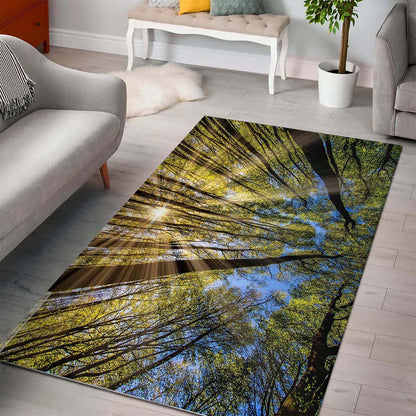 Forest_trees_spring_sunbeams Teppich 3