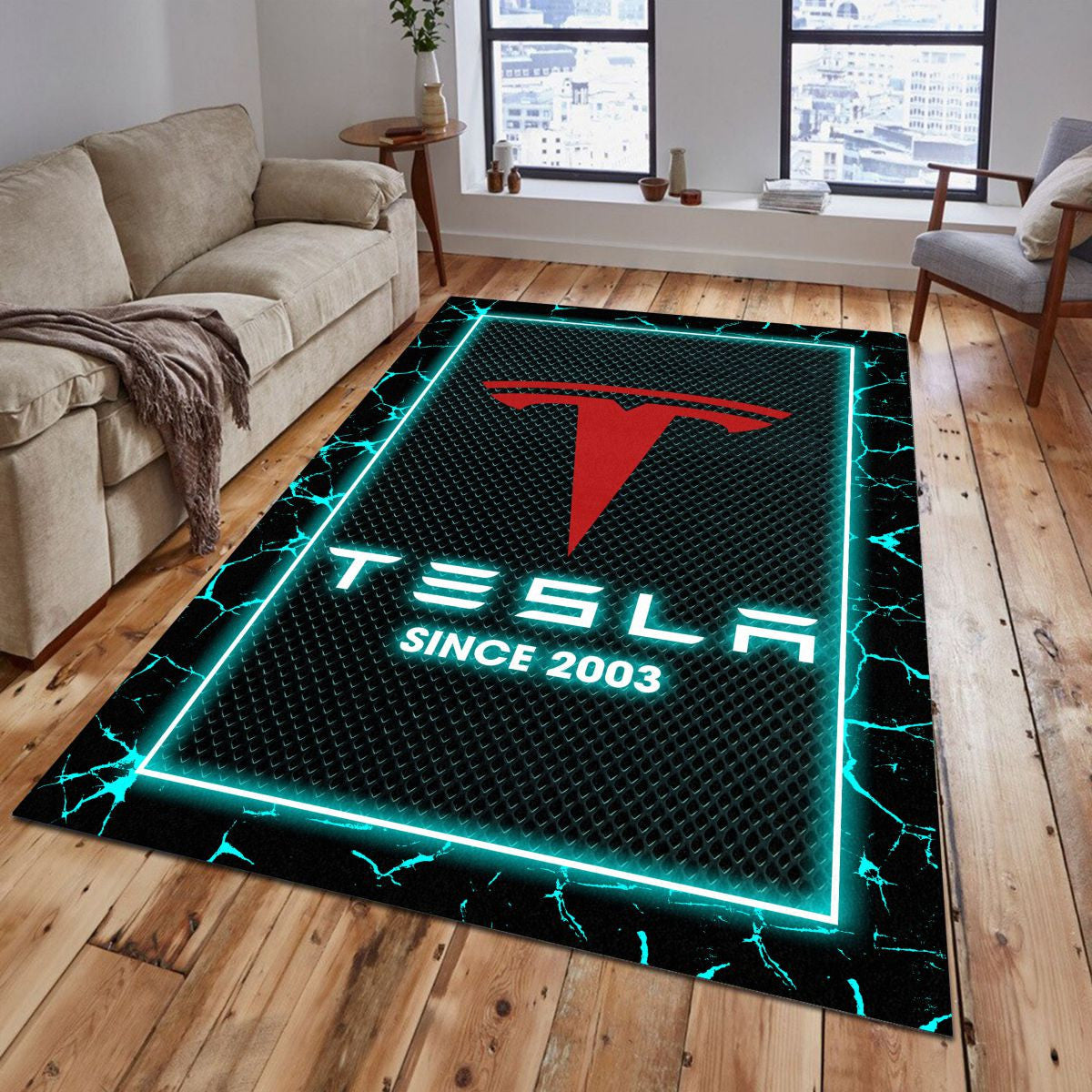 Tesla 04 Teppich - Teppich mit Automotiv-Motiv