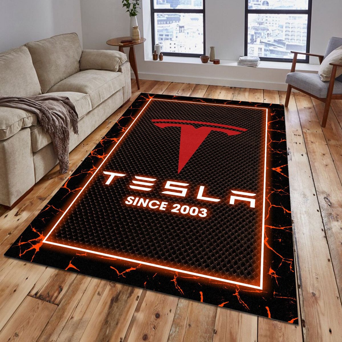 Tesla 06 Teppich - Teppich mit Automotiv-Motiv