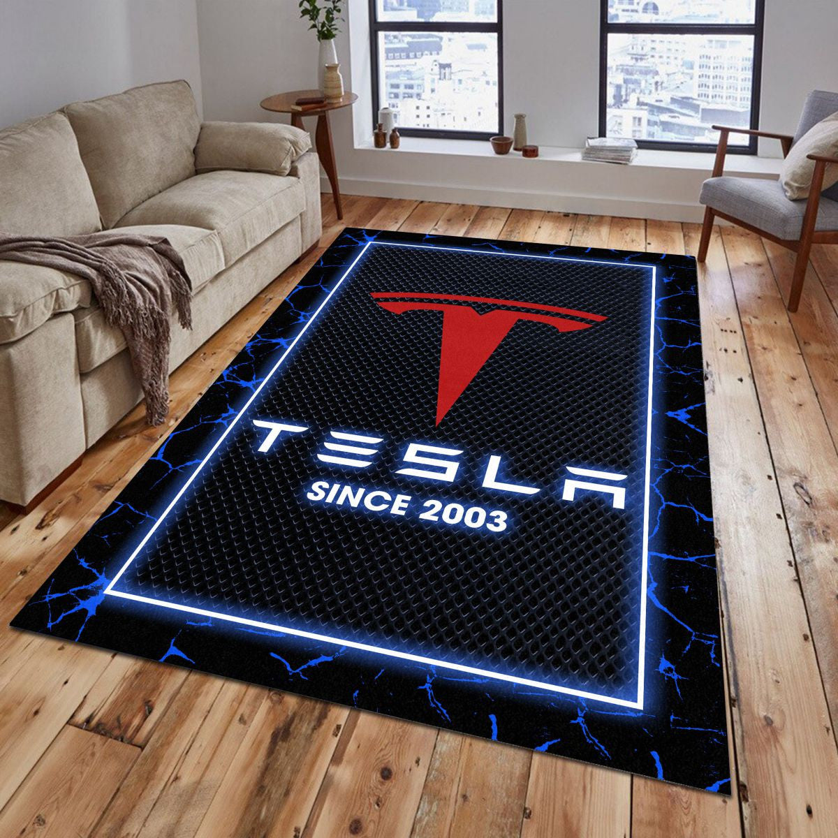 Tesla 02 Teppich - Teppich mit Automotiv-Motiv