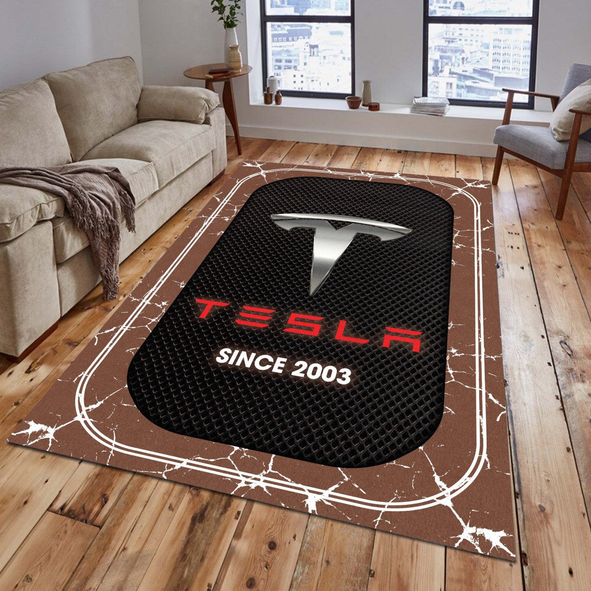 Tesla 03 Teppich - Teppich mit Automotiv-Motiv