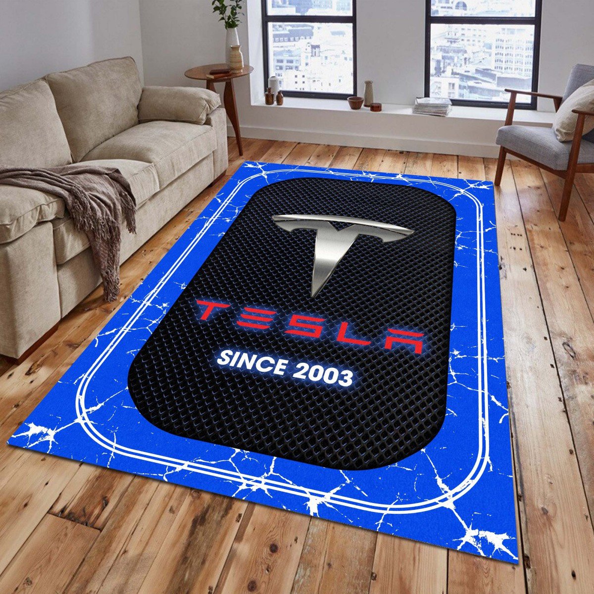 Tesla 02 Teppich - Teppich mit Automotiv-Motiv