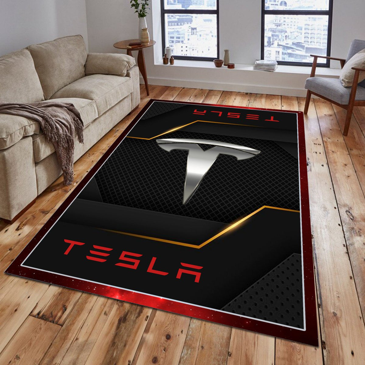 Tesla Teppich - Teppich mit Automotiv-Motiv