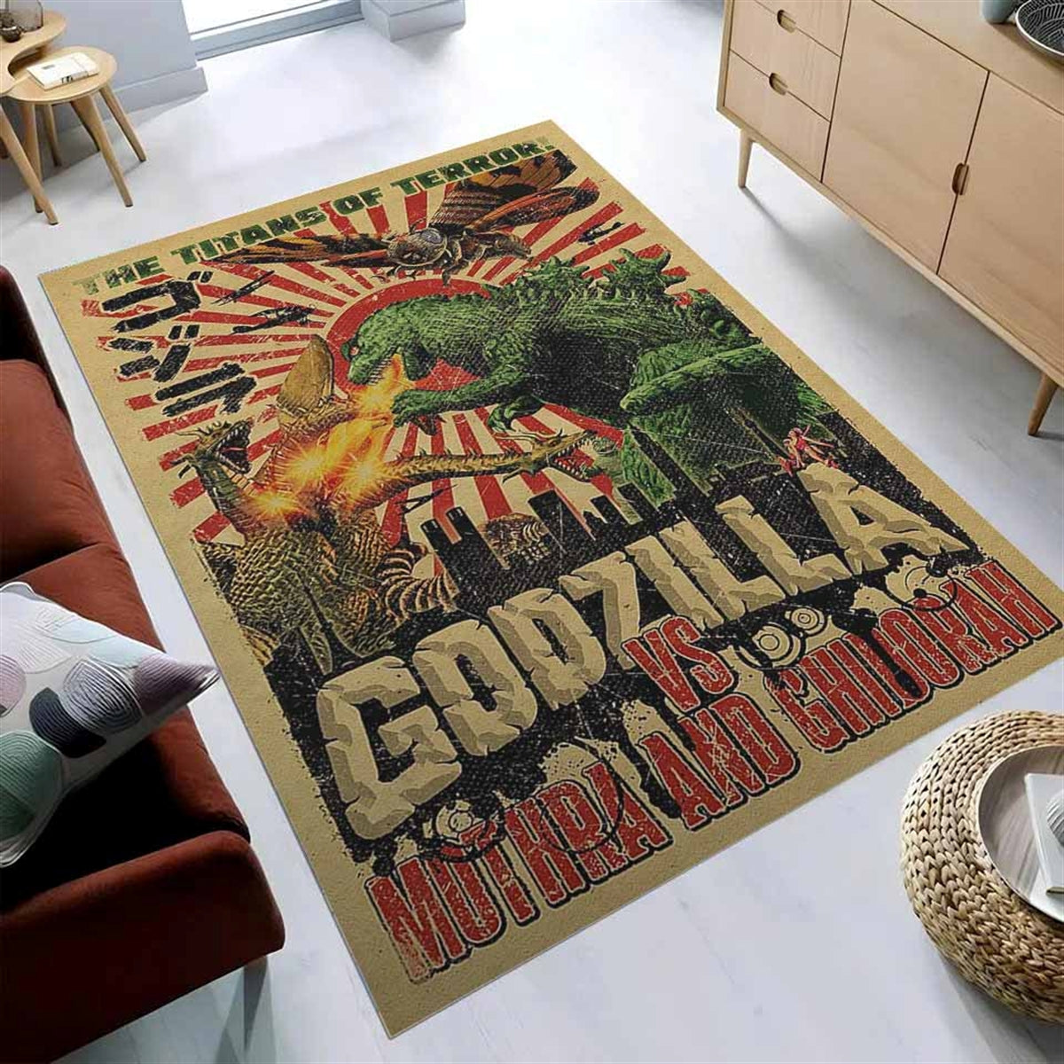 Godzilla Gegen Mothra Und Ghidorah Teppich