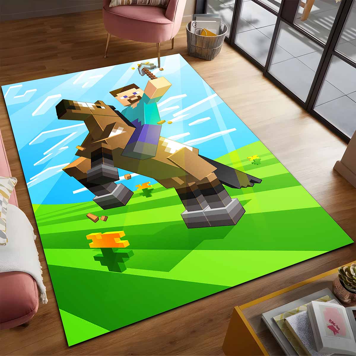 Herobrine Minecraft Charakter Auf Pferd Teppich 2