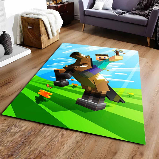 Herobrine Minecraft Charakter Auf Pferd Teppich