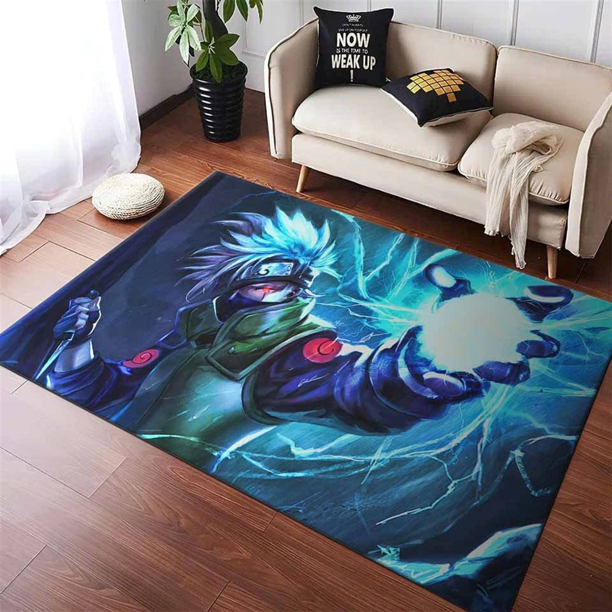 Kakashi Hatake Battle Naruto Characters Artwork Sharingan Teppich