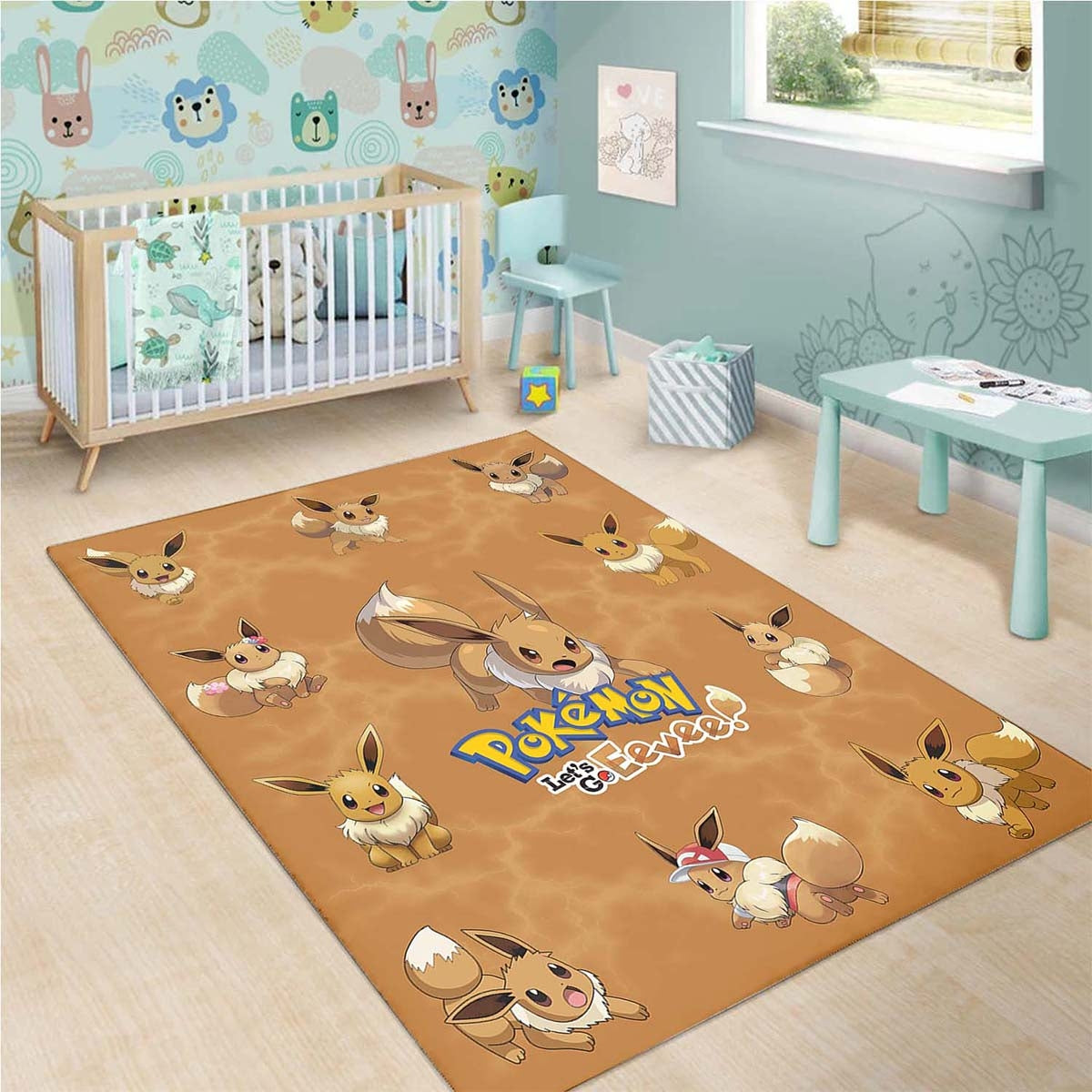 Let's Go Pokemon Evoli Teppich
