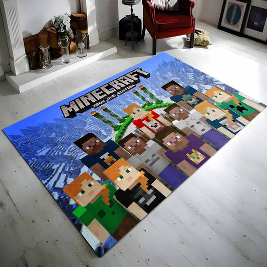 Minecraft Alle Charaktere Freunde Im Spiel Teppich