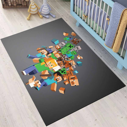 Minecraft Alle Charaktere Steve Creeper Schwein Zombie Dorfbewohner Teppich 3