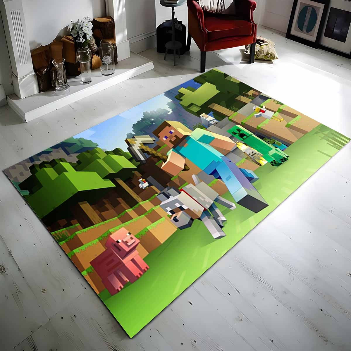 Minecraft Alle Charaktere Steve Und Creeper Teppich