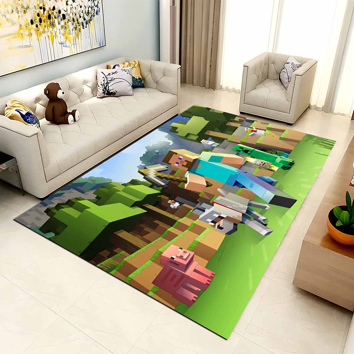 Minecraft Alle Charaktere Steve Und Creeper Teppich 2