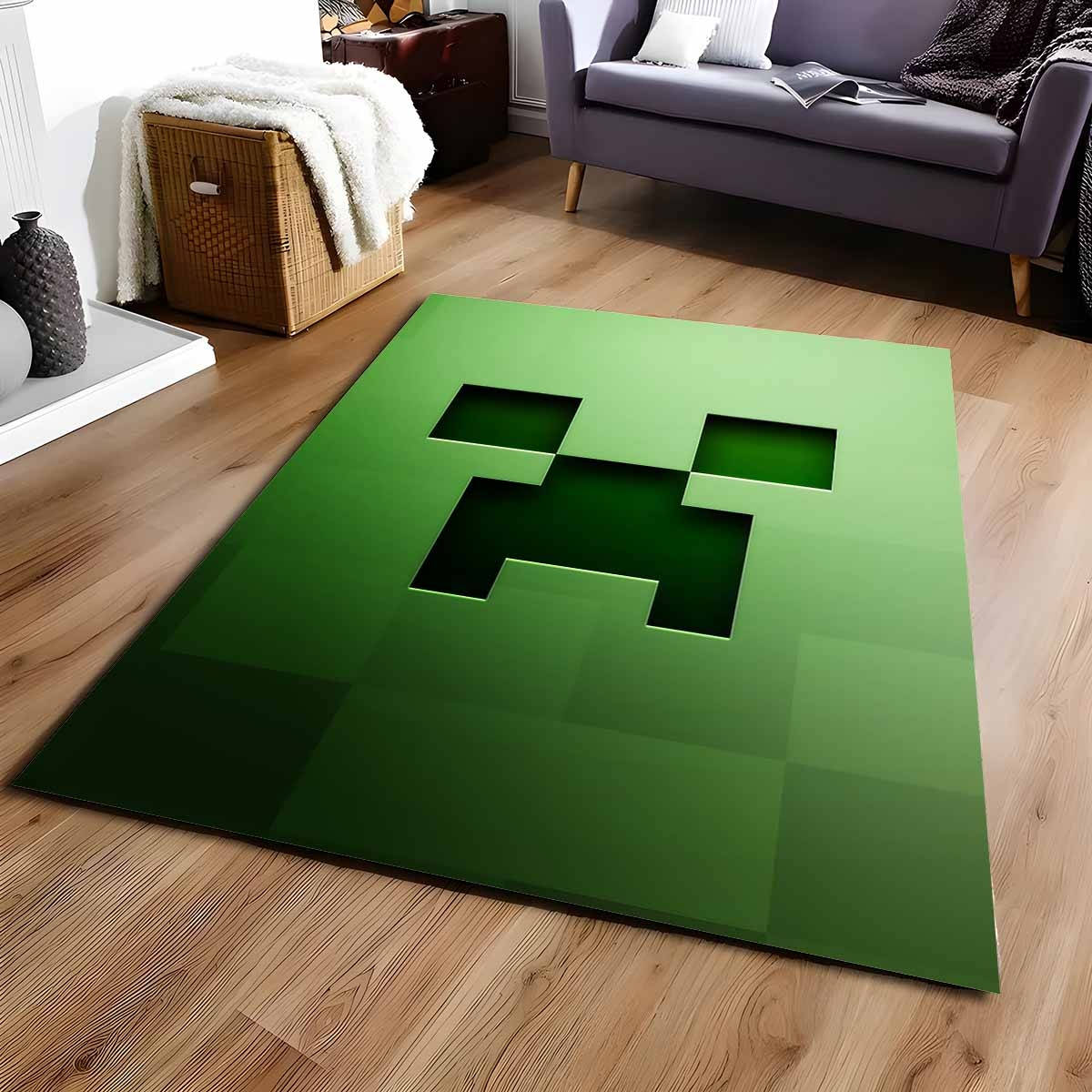 Minecraft Creeper Grnes Gesicht Teppich