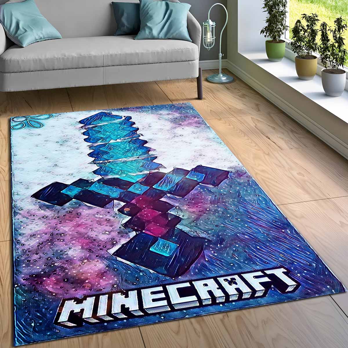 Minecraft Diamantschwert Kunst Teppich 3