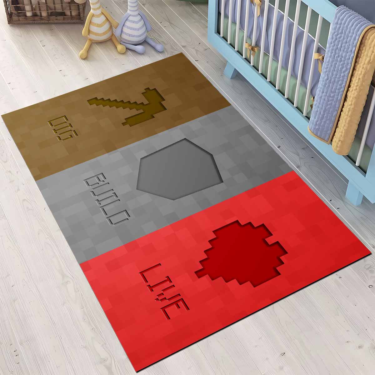 Minecraft Graben Bauen Leben Teppich 3
