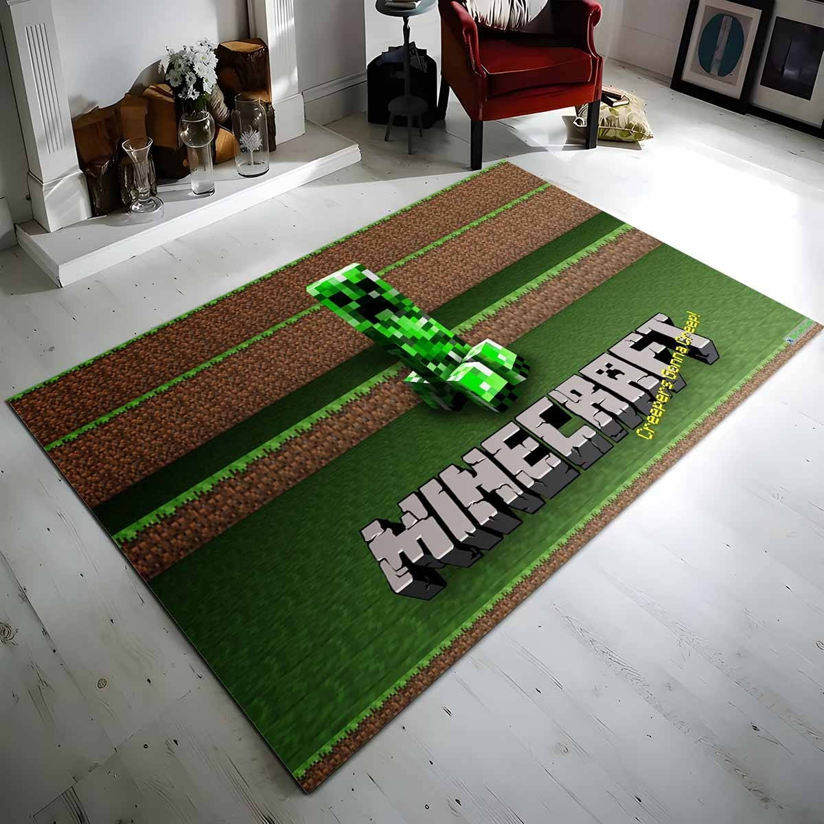 Minecraft Klassischer Creeper Unzufrieden Teppich