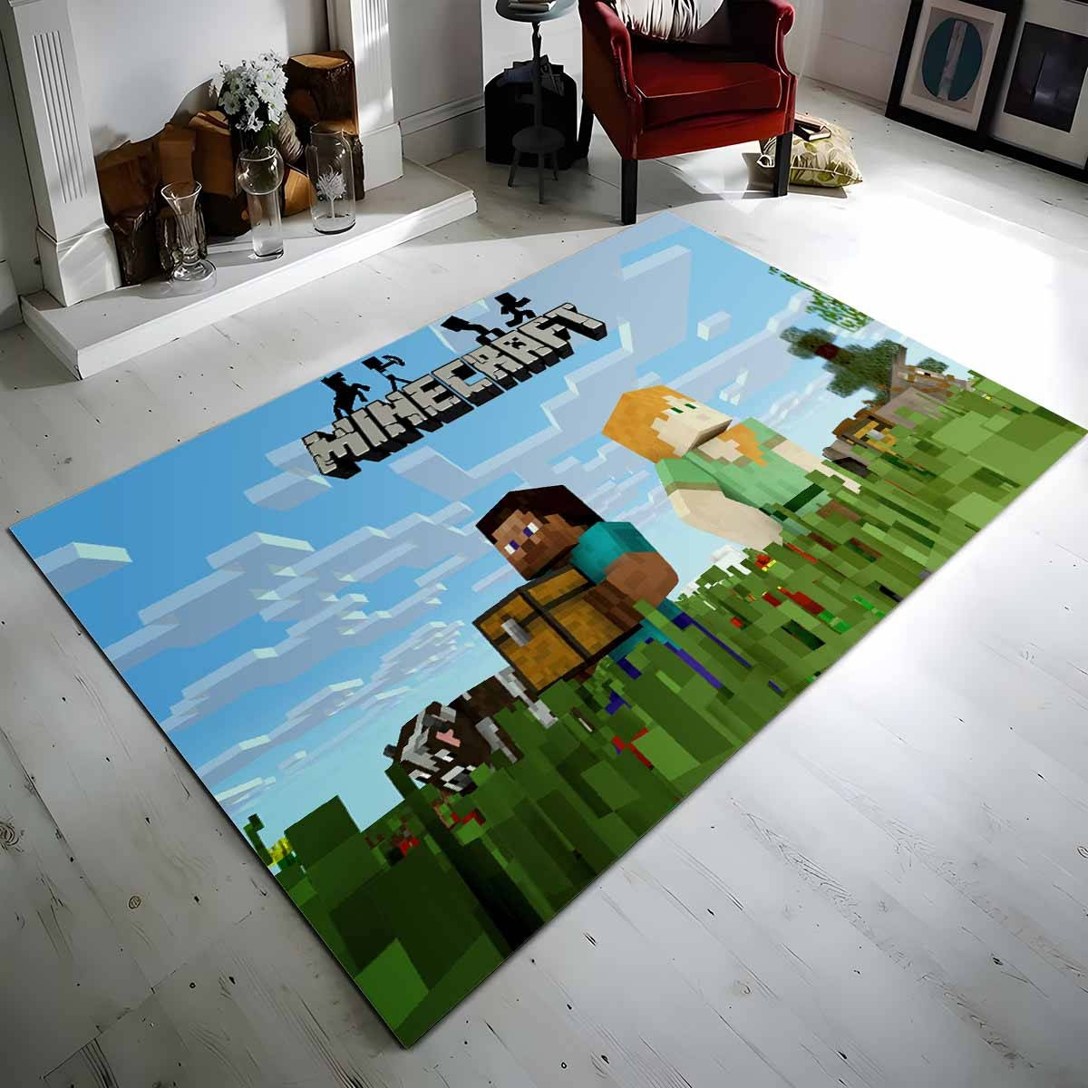 Minecraft Klassischer Steve Mit Alex Teppich