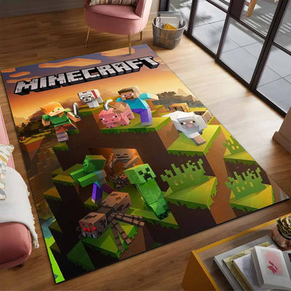 Minecraft Steve Alex Im Savannen-biom Und Alle Charaktere Teppich 2