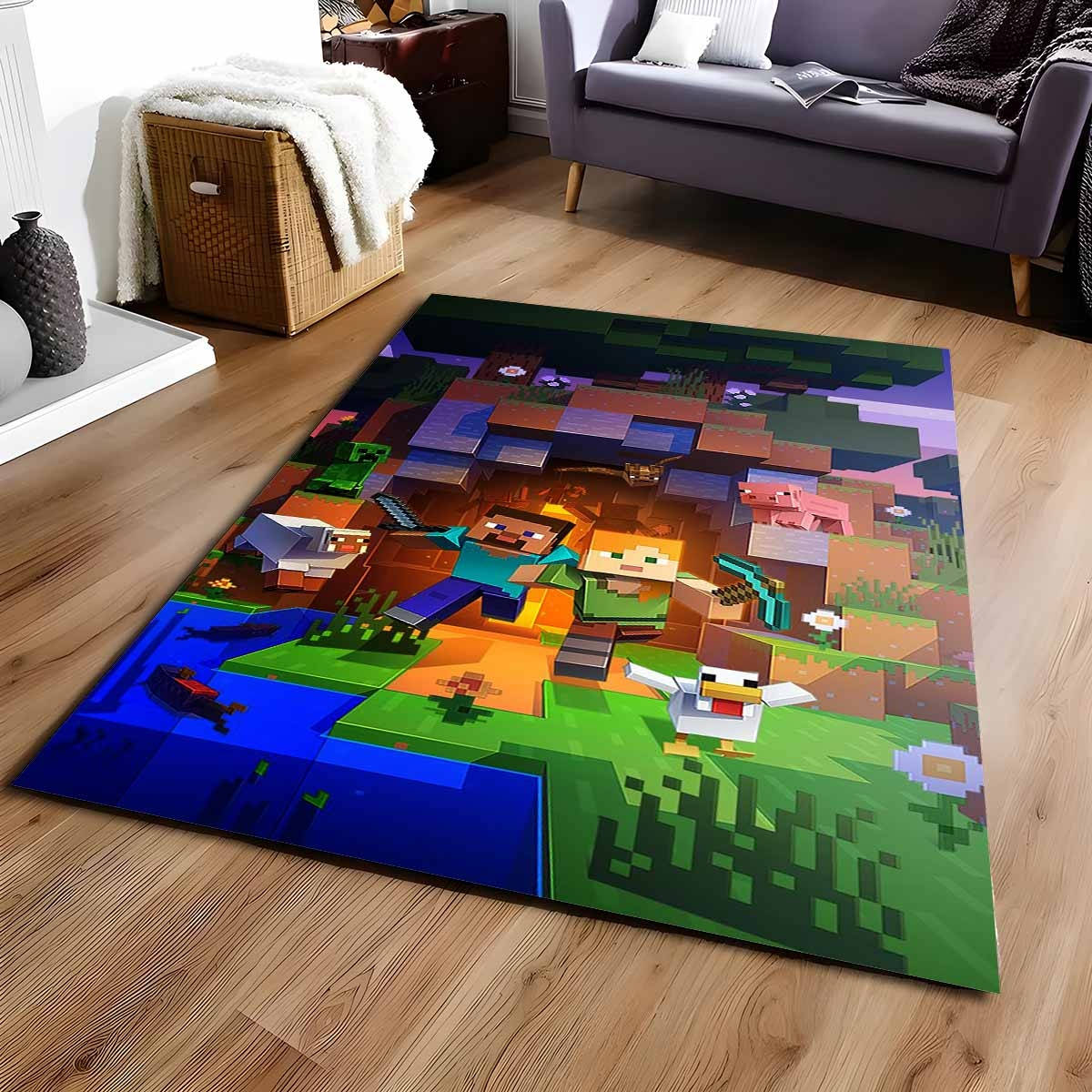 Minecraft Steve Alex Und Alle Freunde Teppich