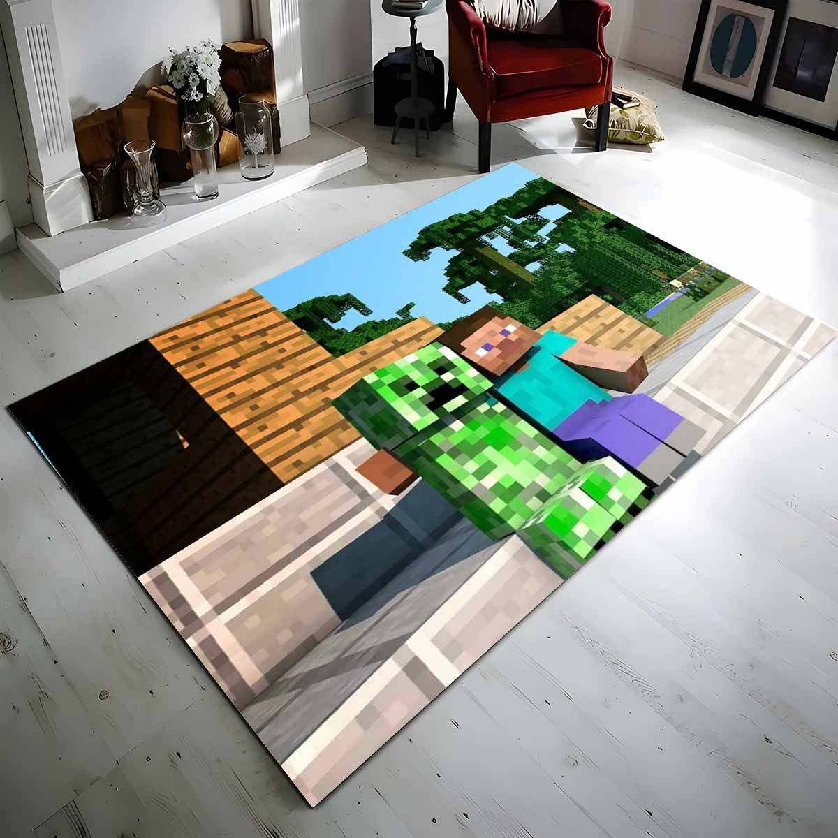Minecraft Steve Creeper Spielteppich Teppich