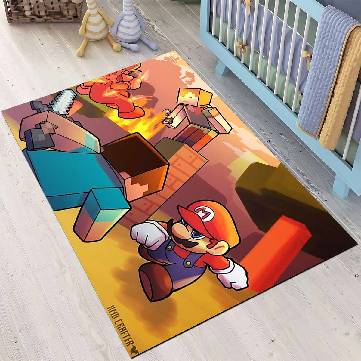 Minecraft Steve Gegen Mario Showdown Teppich 3