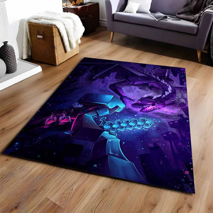Minecraft Steve Kampf Enderman Enderdrachen Teppich