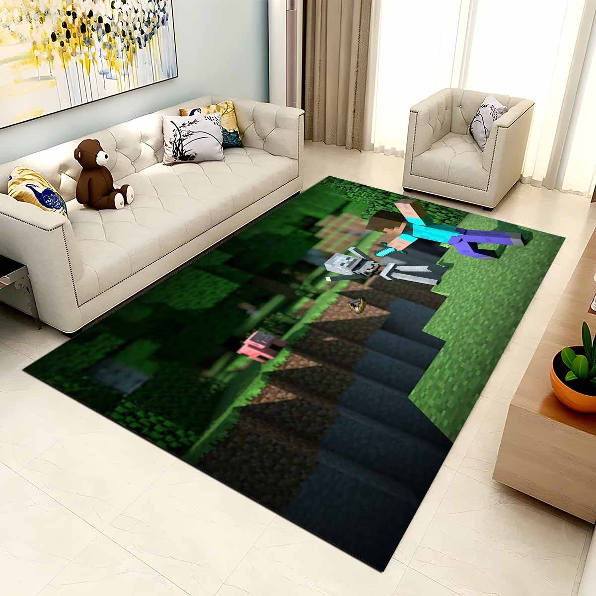Minecraft Steve Kampf Gegen Den Feind Teppich 2