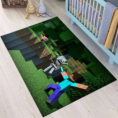 Minecraft Steve Kampf Gegen Den Feind Teppich 3